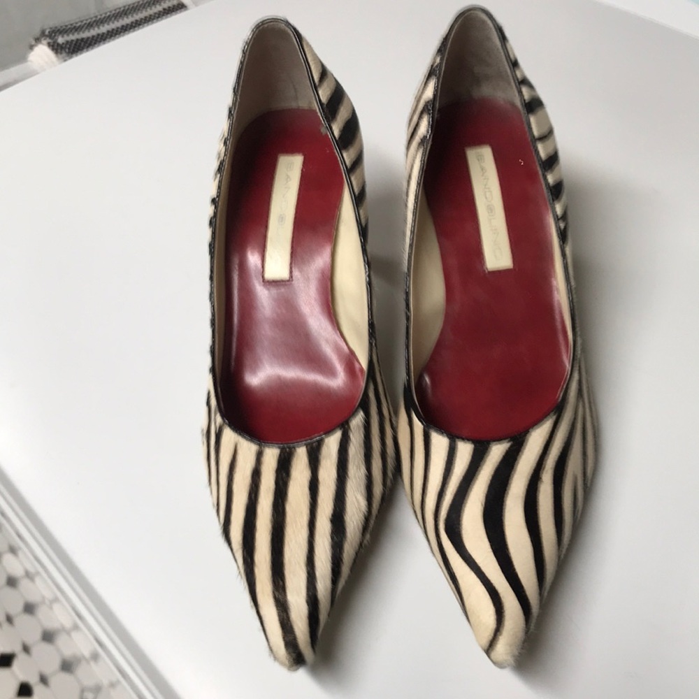 Zebra calf hair kitten heels 7.5
